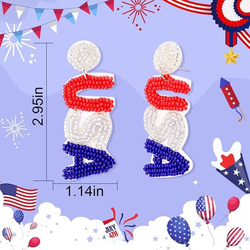 Artlunar USA Patriotic Earrings for Women Red White Blue Cute Dangle Earrings for Independence Day Jewelry Gifts 4th of July Accessories in Saudi Arabia
