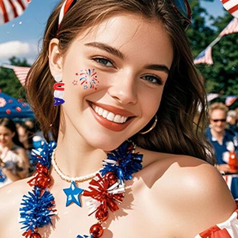 Artlunar USA Patriotic Earrings for Women Red White Blue Cute Dangle Earrings for Independence Day Jewelry Gifts 4th of July Accessories in Saudi Arabia