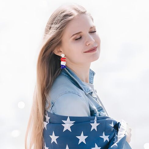 Artlunar USA Patriotic Earrings for Women Red White Blue Cute Dangle Earrings for Independence Day Jewelry Gifts 4th of July Accessories in Saudi Arabia