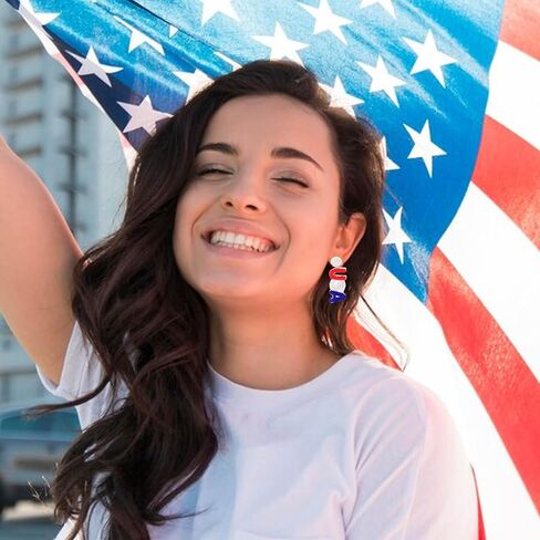 Artlunar USA Patriotic Earrings for Women Red White Blue Cute Dangle Earrings for Independence Day Jewelry Gifts 4th of July Accessories in Saudi Arabia
