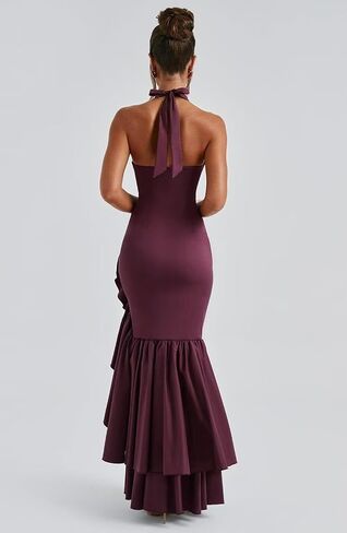 Ruffles Satin Prom Dresses for Women Halter V Neck Bodycon Mermaid Hi-Low Cocktail Dress for Teens HRL32 in Saudi Arabia