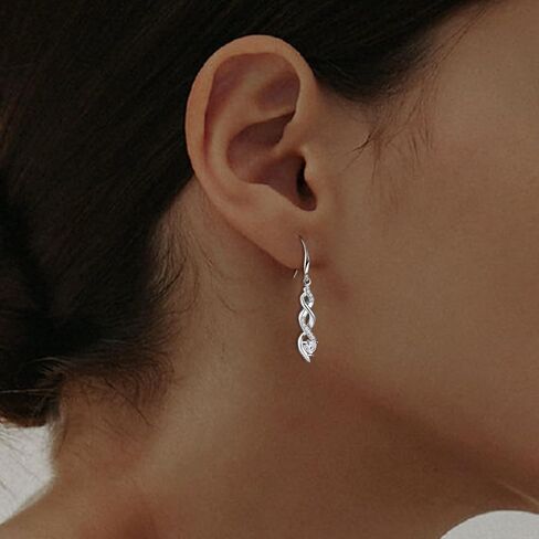 Sterling Silver Drop Dangle Earrings for Women - Infinity Earrings Hypoallergenic Heart Shaped Cubic Zirconia Dangling Earrings Long Earrings Fashion Dainty Earrings Gift for Birthday Valentine's Day in Saudi Arabia
