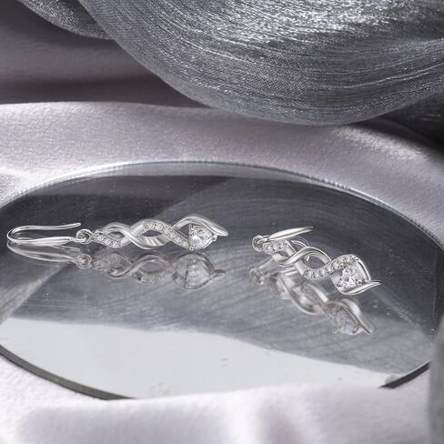 Sterling Silver Drop Dangle Earrings for Women - Infinity Earrings Hypoallergenic Heart Shaped Cubic Zirconia Dangling Earrings Long Earrings Fashion Dainty Earrings Gift for Birthday Valentine's Day in Saudi Arabia