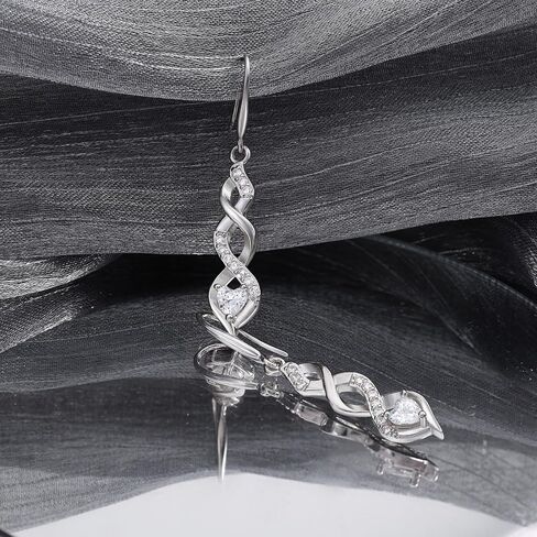 Sterling Silver Drop Dangle Earrings for Women - Infinity Earrings Hypoallergenic Heart Shaped Cubic Zirconia Dangling Earrings Long Earrings Fashion Dainty Earrings Gift for Birthday Valentine's Day in Saudi Arabia