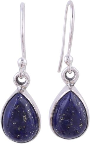 Novica lapis lazuli dangle | .925 الجنيه الفضي الجنيه حلق الصنع يدويًا | حلق المجوهرات | الحرفي | أقراط الموسوم الأزرق تحت عنوان in Saudi Arabia