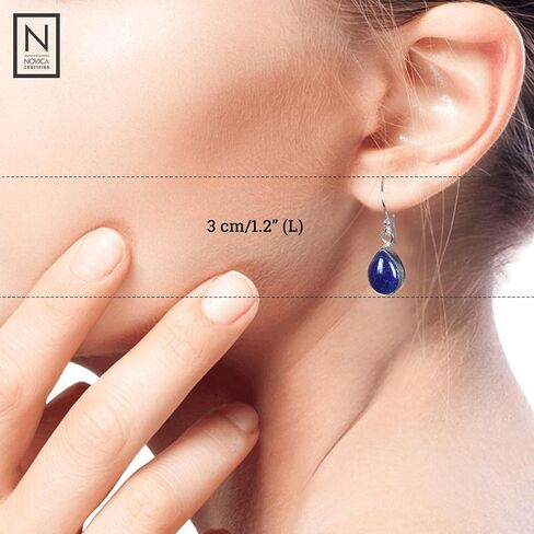 Novica lapis lazuli dangle | .925 الجنيه الفضي الجنيه حلق الصنع يدويًا | حلق المجوهرات | الحرفي | أقراط الموسوم الأزرق تحت عنوان in Saudi Arabia