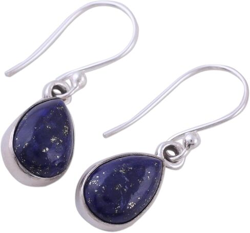 Novica lapis lazuli dangle | .925 الجنيه الفضي الجنيه حلق الصنع يدويًا | حلق المجوهرات | الحرفي | أقراط الموسوم الأزرق تحت عنوان in Saudi Arabia