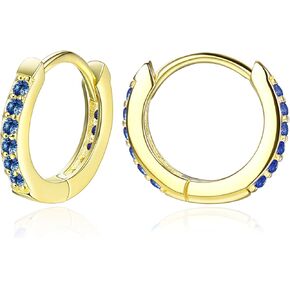 Small Hoop Earrings MUSECLOUD 18K Gold Plated 925 Sterling Silver Huggie Hoop Earrings For Women Green Pink Blue Cubic Zirconia Hoop Earrings in Saudi Arabia