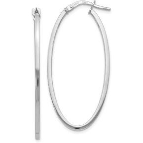 Leslies 14K White Gold Polished Oval Hoop Earrings 40mm length