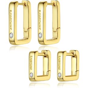 أقراط دائرية ذهبية للنساء 18 قيراط مطلية بالذهب خفيفة الوزن لا تسبب الحساسية مكعب زركونيا مكتنزة مفتوحة أقراط صغيرة للنساء والفتيات والرجال هدية مجوهرات أنيقة in Kuwait