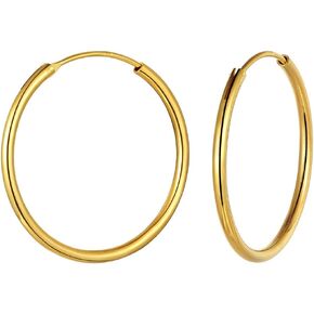 Suplight 925 Sterling Silver Small Large Thin Endless Hoop Earrings 15-70mm