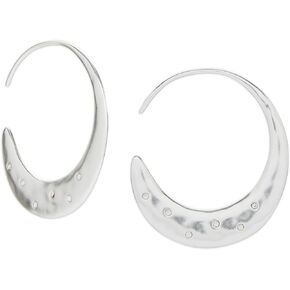 Lucky Brand Women's Pave Threader Hoop, Silver, One Size
