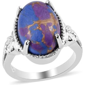 SHOP LC Purple Turquoise Ring Boho Western Solitaire Turquoise Rings for Women Platinum Plated Statement Jewelry Promise Ring Birthday Mothers Day Gifts for Mom