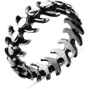 Silver Goth Punk Ring for Men Boys Girls Women, Skeleton Human Spine Ring, Cool Gothic Ring, Vintage Ring, Knuckle Ring, Y2K Accessories