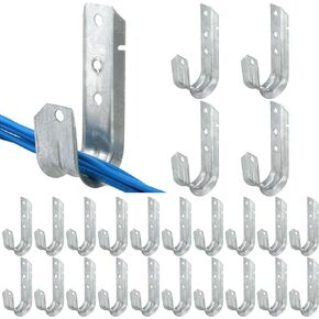 25 قطعة كابل دعم J-Hook، خطافات جراج للتعليق، شبكة معدنية شديدة التحمل J-Hook لإدارة الكابلات والأسلاك على الحائط، خطافات J المساعدة، G60 فولاذ مجلفن (ذهبي، 1-5/16 بوصة)