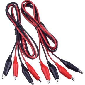 2 Groups 1M Alligator Clips Electrical, Insulated Test Leads with Alligator Clips, Stamping Double-Ended Jumper Wires for Electrical Testing, Circuit Connection, Experiment (Red & Black)