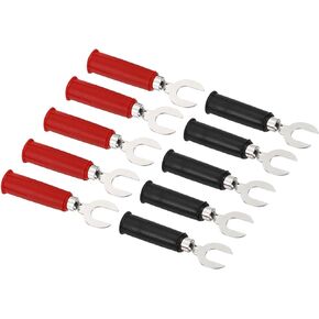 PATIKIL U Type Banana Plugs Set, 5 Set 4mm Copper Fork Spade Wire Connector Adapter for Multimeter Test Lead Electrical Circuit Measurement, Black Red