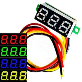 (5-Pack) JacobsParts Ultra-Small 0-100V DC 3-Wire Voltmeter LED Volt Meter Voltage Tester (Blue)