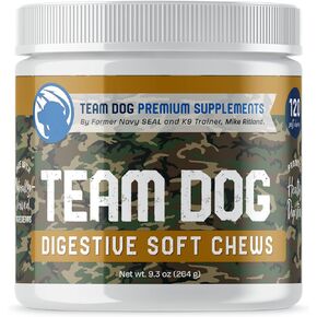 TEAM DOG Probiotic Chews for Dogs | Digestive Enzymes & Dog Probiotics for Yeast, Itchy Skin and Itchy Ears | for Allergies & Sensitive Stomachs | Promotes Digestive & Gut Health for Dogs | 120 Count