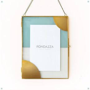 4x6 Wall Hanging Picture Frame, Gold Brass Decor, Glass backing with Color Print, Vertical/Portrait Only, Floating Photo Frame (Subtle Green)