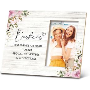 Bestie Gifts for Women,Best Friends Picture Frame,Best Friend Birthday Gifts, Friend Gifts for Teen Girls,Best Friends are Hard to Find 10x8 inch Wooden Tabletop Photo Frame