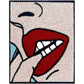 Red Lip Temptation Patch Embroidered Applique Badge Iron On Sew On Emblem