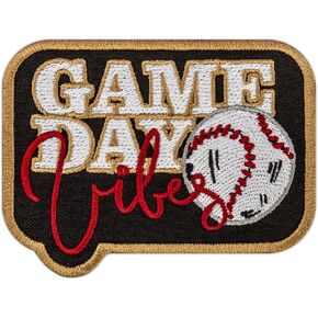 Game Day Vibes Patch - Baseball Fans Sport Emblem - Embroidered Iron On Patches - Size: 3.5 x 2.6 inches