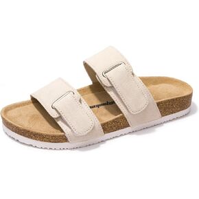 FUNKYMONKEY Unisex Slide Sandals Adjustable Double Buckle with Soft Footbed Comfort Slides for Women and Men