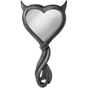 Devil Heart Hand Mirror Black 16x27cm