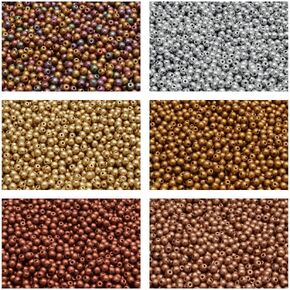 Czech Pressed Glass Beads, Round 3 mm. Unique Set- Total of 600 Beads (1/2 Mass) in 6 Vibrant Colors. Jewelry Making Set.