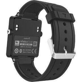 سوار ساعة MoKo متوافق مع Garmin Vivoactive، أساور معصم بديلة من السيليكون الناعم مع مشابك معدنية لساعة Garmin Vivoactive/Vivoactive Acetate Sports GPS الذكية - أسود in Kuwait