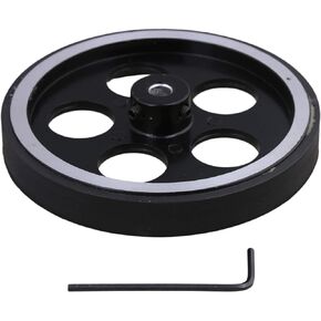 Aluminum & Rubber Rotary Encoder Wheel Black + Silver (300 x 6mm)