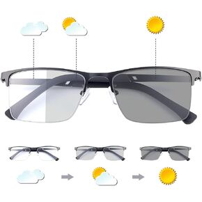 Transition Photochromic Progressive Multifocus Reading Sunglasses UV Protection Sun Readers Anti Blue Light Glasses