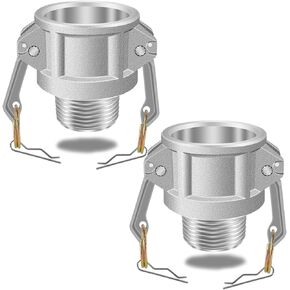 2pcs Type B Camlok Fittings, 2inch Cam and Groove Hose Fitting, Female Camlok to Male NPT Thread Aluminum Camlok Couplings, Global Camlok Coupler, for Suction/Discharge Hose of Agriculture, Industrial