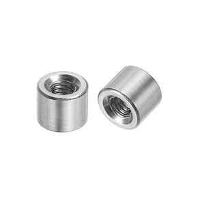 uxcell 10Pcs M6 Round Connector Nuts, 304 Stainless Steel Coupling Nut 12mm/0.47" Length Sleeve Rod Bar Stud Nut for Bracket, M6x12x10mm