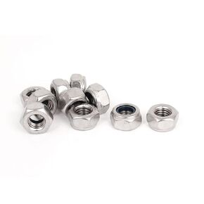 uxcell Hex Lock Nuts - M10 x 1.5mm Stainless Steel Nylon Insert Self-Locking Nuts for Fasteners, 10Pcs Silver Tone