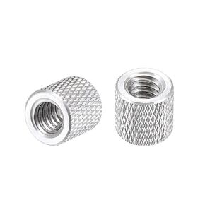 uxcell 1/4-20 x 10mm x10mm Aluminum Alloy Hand Screw Nuts Diamond Knurl Knurled Camera Tripod Pass Hole Nut Black 2pcs