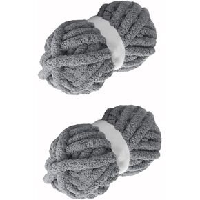 Gray Chenille Yarn for Crochet Chunky Fleece Yarn for DIY, Extra Chunky Yarn for Hand Knit Blankets, Soft and Lightweight Shaggy Yarn, 6 skeins (30 Yards, 8 Ounces Each)