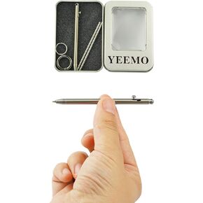 Mini Pen,Non-Toxic Titanium EDC Pen with Keychain, Compact and Stylish Small Pen(Only 82mm in Length and Comes with 2 Refill Cartridges)