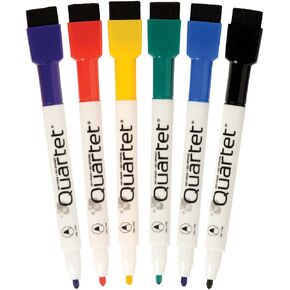 Quartet Magnetic Dry Erase Markers, Fine Point, ReWritables, Mini, Magnetic, Assorted Colors, 6 Pack (51-659312Q)