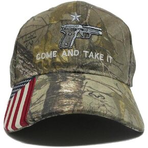 Camo Handgun Come and Take It Cap Hat American Flag