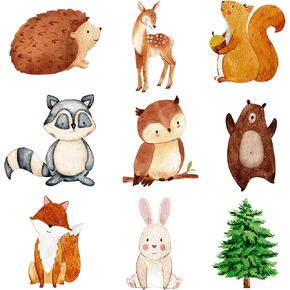 Honoson 45 Pcs Woodland Creatures Cutouts Woodland Animal Cutouts Forest Animal Centerpieces Theme Party Decorations Cake Toppers for Kids Baby Shower Favors Birthday Party Supplies