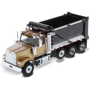 Diecast Masters Western Star 4900 SFFA Dump Truck | Tandem with Pusher Axle & OxBodies Stampede Dump Cab | 1:50 Scale Model Semi Trucks | Diecast Model 71080
