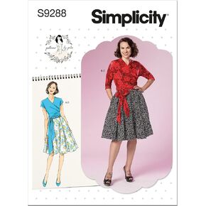 Simplicity Misses' Wrap Top and Flared Skirt Packet, Code 9288 Sewing Pattern, Sizes 14-22, White