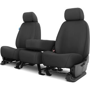 Covercraft SS3374PCCH Custom-Fit Front Bench SeatSaver Seat Covers - Polycotton Fabric, Charcoal Black
