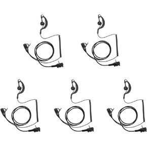 VX-261 G Shape Earpiece Headset with PTT Mic for Motorola Yaesu Vertex Standard Radio EVX-261 VX-230 VX-231 VX-298 VX-350 VX-351 VX-180 EVX-531 Walkie Talkie 2 Way Radio 5 Pack