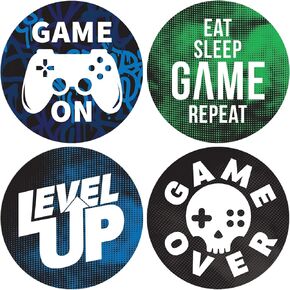 Video Game Birthday Party Favor Stickers - 1.75 in - 40 Labels