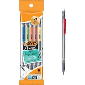 BIC Xtra-Precision Mechanical Pencil, Clear Barrel, Fine Point (0.5mm), 5-Count