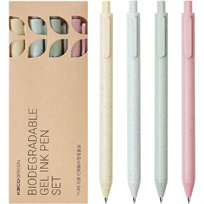 Kaco Gel Pens 4 Pieces Cute Colorful Gel Ink Pens with Black Ink Retractable Colored Pen Set Office Supplies Stationery
