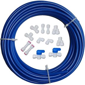 Water purifier quick connector,RO water 1/4 tubing, RO water filter fittings, 1/4 inch tubing blue 10 meters + quick connect 12pcs